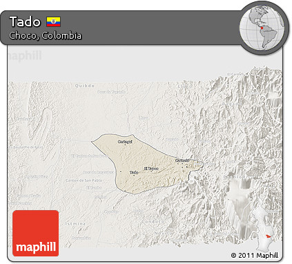 Shaded Relief 3D Map of Tado, lighten