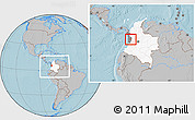 Gray Location Map of Tado, highlighted country, highlighted parent region, within the entire country, hill shading