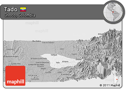 Gray Panoramic Map of Tado