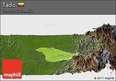 Physical Panoramic Map of Tado, darken