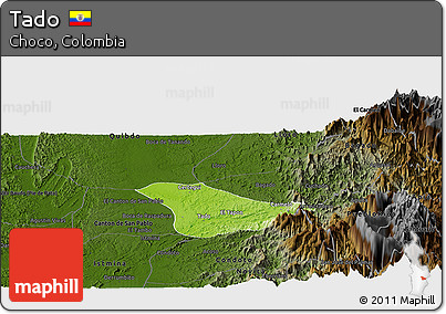 Physical Panoramic Map of Tado, darken