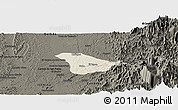 Shaded Relief Panoramic Map of Tado, darken