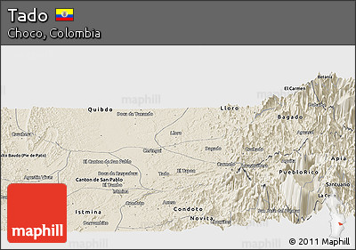 Shaded Relief Panoramic Map of Tado