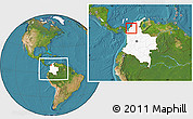 Satellite Location Map of Cerete, highlighted country, within the entire country