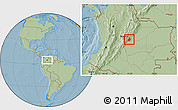 Savanna Style Location Map of Medina, hill shading