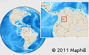 Shaded Relief Location Map of Medina, within the entire country