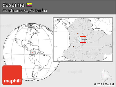 Blank Location Map of Sasaima, highlighted country