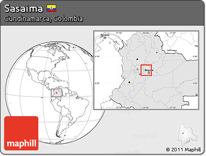 Blank Location Map of Sasaima, highlighted country