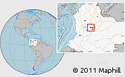 Gray Location Map of Sasaima, highlighted country, hill shading