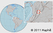 Gray Location Map of Sasaima, highlighted parent region, hill shading