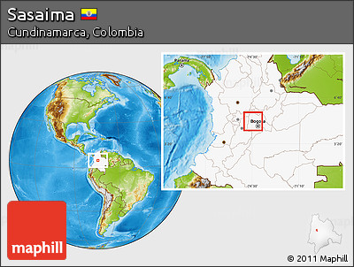 Physical Location Map of Sasaima, highlighted country