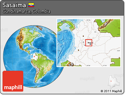 Physical Location Map of Sasaima, highlighted country