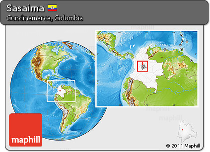 Physical Location Map of Sasaima, highlighted country, highlighted parent region, within the entire country