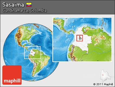 Physical Location Map of Sasaima, highlighted country, highlighted parent region, within the entire country