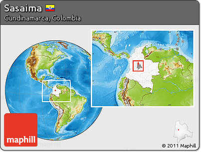 Physical Location Map of Sasaima, highlighted country, highlighted parent region, within the entire country