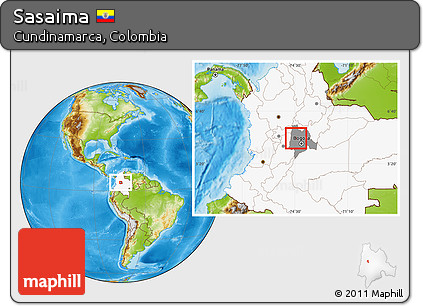 Physical Location Map of Sasaima, highlighted country, highlighted parent region