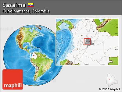 Physical Location Map of Sasaima, highlighted country, highlighted parent region