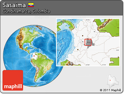Physical Location Map of Sasaima, highlighted country, highlighted parent region