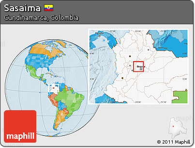 Political Location Map of Sasaima, highlighted country