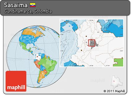 Political Location Map of Sasaima, highlighted country, highlighted parent region