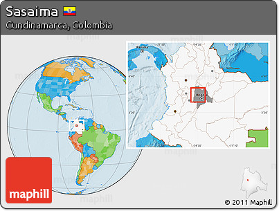 Political Location Map of Sasaima, highlighted country, highlighted parent region