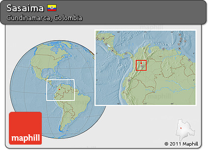 Savanna Style Location Map of Sasaima, within the entire country, hill shading