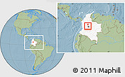 Savanna Style Location Map of Sasaima, highlighted country, within the entire country, hill shading