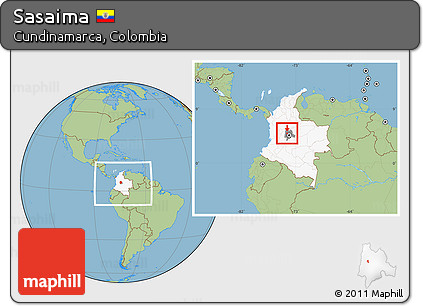 Savanna Style Location Map of Sasaima, highlighted country, highlighted parent region, within the entire country