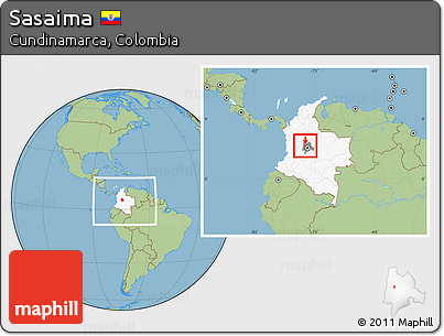 Savanna Style Location Map of Sasaima, highlighted country, highlighted parent region, within the entire country