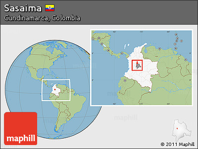 Savanna Style Location Map of Sasaima, highlighted country, highlighted parent region, within the entire country