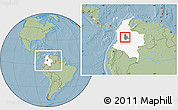 Savanna Style Location Map of Sasaima, highlighted country, highlighted parent region, within the entire country, hill shading