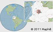 Savanna Style Location Map of Sasaima, highlighted country, highlighted parent region, hill shading
