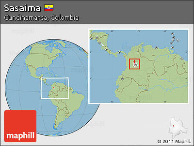 Savanna Style Location Map of Sasaima, highlighted parent region, within the entire country