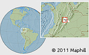 Savanna Style Location Map of Sasaima, highlighted parent region, hill shading