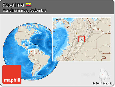 Shaded Relief Location Map of Sasaima
