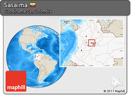 Shaded Relief Location Map of Sasaima, highlighted country