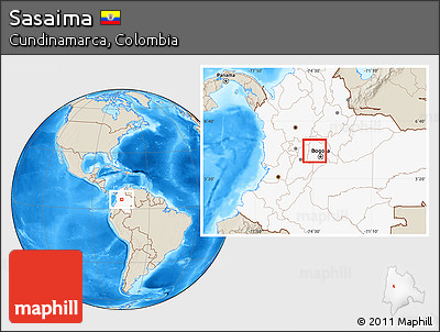Shaded Relief Location Map of Sasaima, highlighted country