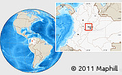Shaded Relief Location Map of Sasaima, highlighted country
