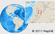 Shaded Relief Location Map of Sasaima, highlighted parent region