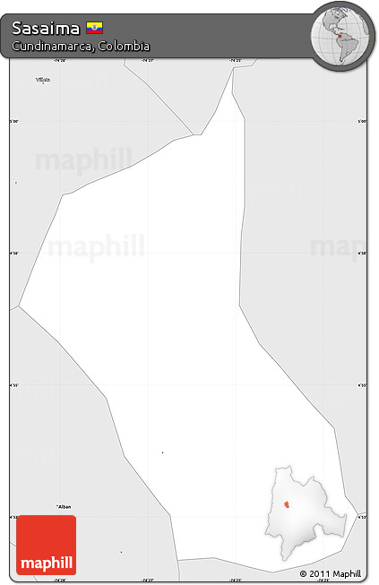 Silver Style Simple Map of Sasaima