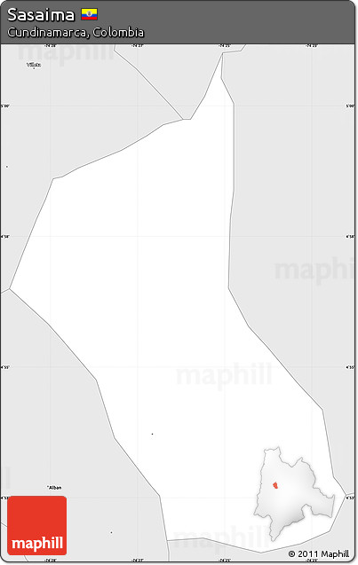 Silver Style Simple Map of Sasaima