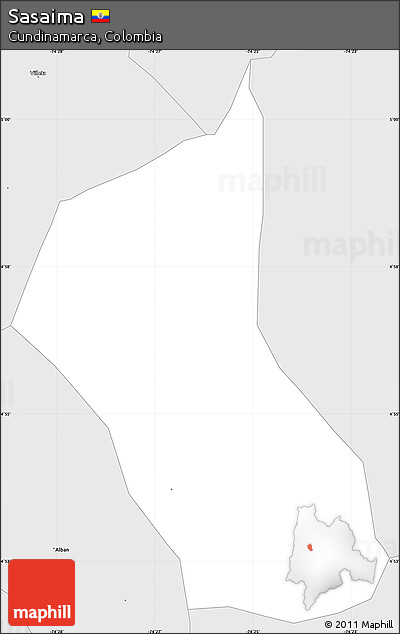 Silver Style Simple Map of Sasaima