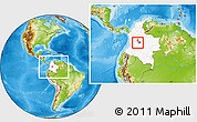 Physical Location Map of Tocaima, highlighted country, within the entire country