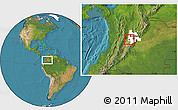 Satellite Location Map of Tocaima, highlighted parent region