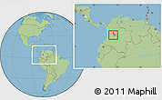 Savanna Style Location Map of Tocaima, within the entire country