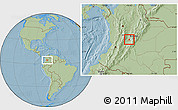 Savanna Style Location Map of Tocaima, hill shading