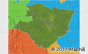 Satellite 3D Map of Miraflores, political outside