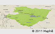 Physical Panoramic Map of Miraflores, shaded relief outside