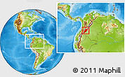 Physical Location Map of Huila, within the entire country