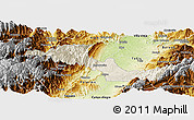 Shaded Relief Panoramic Map of Neiva, physical outside